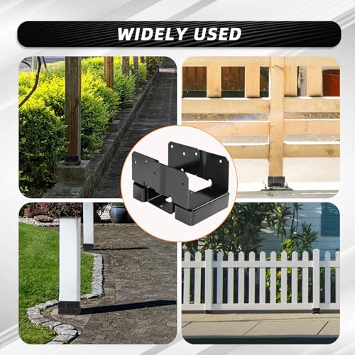 10Pcs 4x6 Post Base Brackets Fit for Concrete Black - size: Black