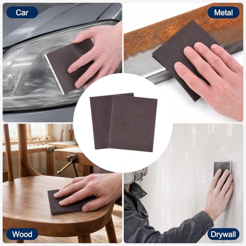 12Pcs 150Grit Double-Sided Sanding Sponges, Washable & Reusable - size: 150Grit