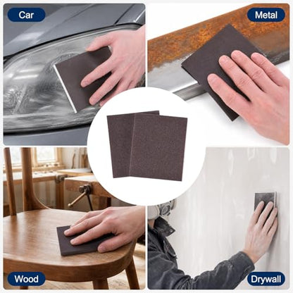 12Pcs 150Grit Double-Sided Sanding Sponges, Washable & Reusable - size: 150Grit