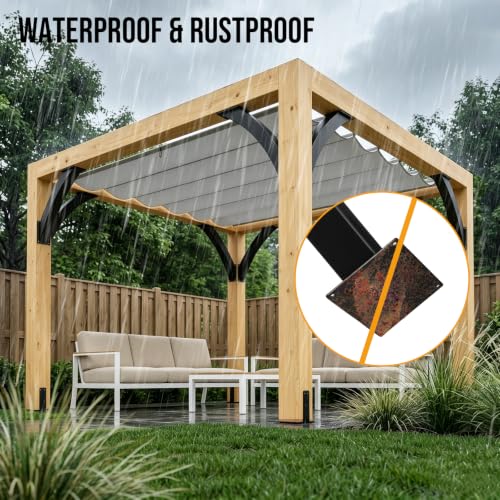 Heavy Duty 45 Pergola Brackets for 6"×6" Post,8pcs - size: 6"x6"-8 Pack