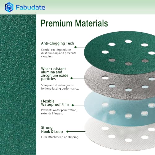 5 Inch 8 Hole 220 Grit Hook&Loop Wet/Dry Heavy-Duty Sanding Discs 50PK - size: 220 Grit
