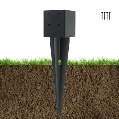 1 Pcs 16" Fence Post Anchor Ground Spike|Black Powder-Coated|4"x4" - size: 4"x 4"