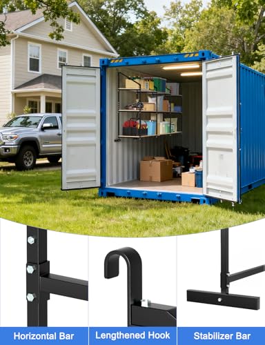 sogiv 4 Pack 3-Tier Shipping Container Shelving Bracket with 64"(H) X 19"(D), Heavy-Duty Powder-Coated Steel Cargo Shelves, Shipping Cargo Shelves Universal for Heavy Duty Trailer Containers - size: 4 PCS