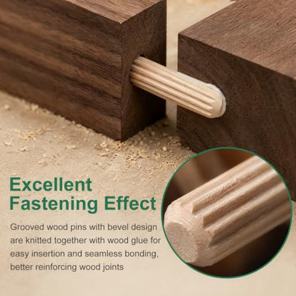 150Pcs Wood Dowels Kit 5/16 x 1-3/16 inch, Wooden Dowel Pins, Fluted Wood Dowels Rods for Crafts, Furniture, DIY Manual - size: 5/16" x 1-3/16"-150pcs
