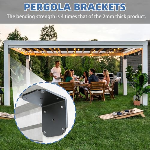 4"x4"x3.5" Heavy Duty L Bracket, 90 Degree Pergola Bracket for Wood - size: (4PCS) 4Inch