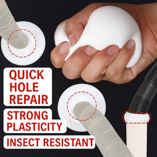 Waterproof Duct Seal Putty, White Sealing Clay for Quick Repairs, Drain Connections, Wall Holes, AC Pipe Holes, Gap & Crack Sealing,8 Packs, Each 30g -Includes Bonus Cleaning Towel