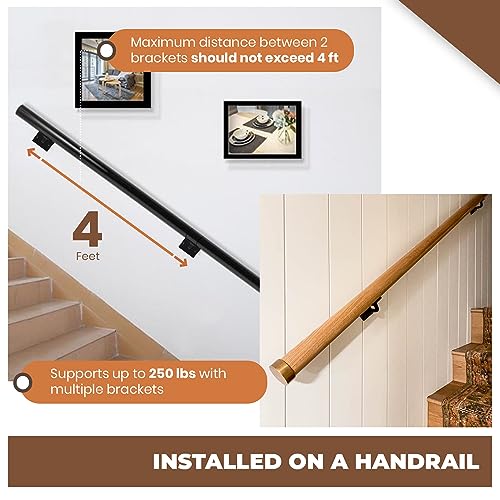 A29 Cast Iron Handrail Brackets, Set of 8, Heavy Duty, Black Powder Coat - size: Set of 8