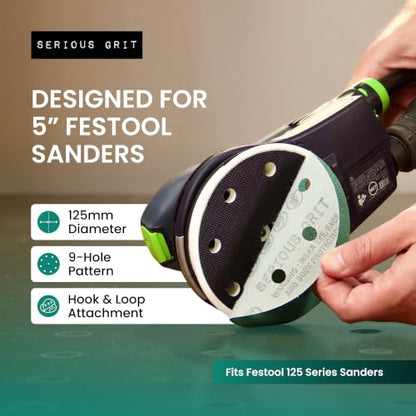 Serious Grit - 5-Inch 9-Hole P1000 Grit Sanding Discs - 50 Pack Box - size: 1000 Grit