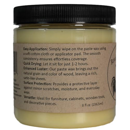 Soft Paste Furniture Oil & Wax - Satin Finish Wood Polish, Mineral Oil & BeesWax Furniture Polish, Wood Sealer with Mineral Oil, Beeswax, Carnauba for Enhanced Protection and Shine-(8 fl.oz)