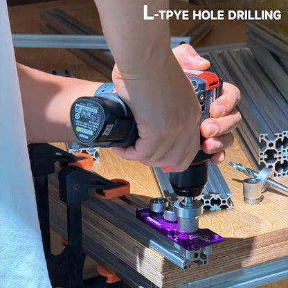 Upgrade Aluminum Profile Drill Guide Access Hole Drill Jig Step Drills - color: Purple-black