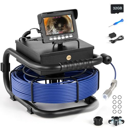 ZELCAN Sewer Camera, Drain Camera 66FT with 4.3 in. LCD Screen, Waterproof IP68 Borescope Plumbing with 12 LED Lights with 5300mAh Battery DVR Recorder, Included 32GB Card - size: 4.3 in./66 ft.