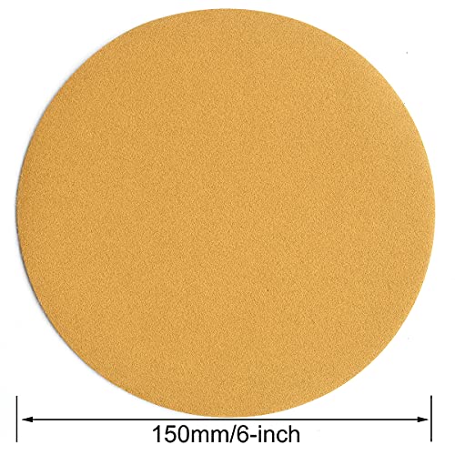 6-Inch No-Hole Hook and Loop Gold Sanding Discs 220-Grit, 100-Pack