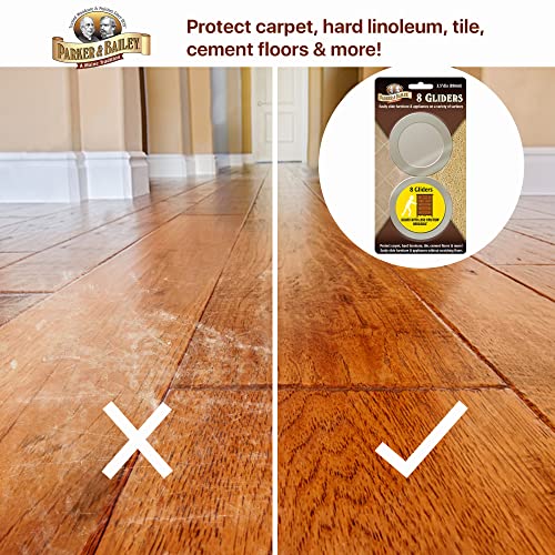 PARKER & BAILEY Furniture Gliders - 8 Gliders Sliders / Bumpers to Protect Floors & Furniture. Easily slide Furniture or Appliances on Hardwood Floors, Laminate Wood or Carpet - size: Set of 8