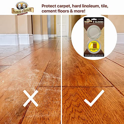 PARKER & BAILEY Furniture Gliders - 8 Gliders Sliders / Bumpers to Protect Floors & Furniture. Easily slide Furniture or Appliances on Hardwood Floors, Laminate Wood or Carpet - size: Set of 8