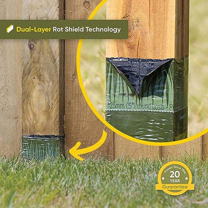 Postsaver Pro-Wrap Standard | Pack of 5 | Fits 3x3” to 4x4" Square and 3” to 5" Round Posts | Fence Protector | Dual-Layer Rot Protector | Wood Protector | 20-Year Guarantee (5)