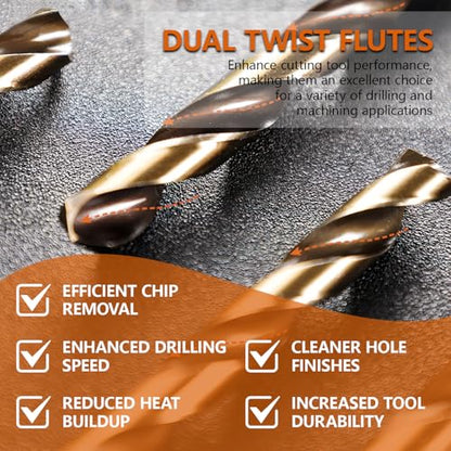 1/2" M35 Cobalt Twist Drill Bits for Stainless Steel, 5-Piece Set - style: 1/2“(5pcs)