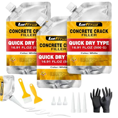 Concrete Crack Filler, Cement Crack Filler, Fast-Drying Crack Filler, Self-Leveling Caulking Sealan Effectively Repairs Cracks in Driveways, Sidewalks, Patios, and Window Sills (3 Pack - 3.3LB) - style: 3 Pack - 3.3LB