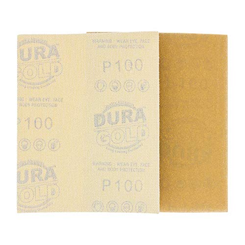 Dura-Gold Premium 1/4 Sheet Gold Sandpaper Sheets, 100 Grit (Box of 24) - size: 100-Grit