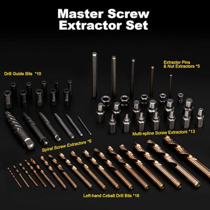 Topec 55-Piece Easy Out Screw Extractor Set & Broken Bolt Extractors - size: 55-Piece