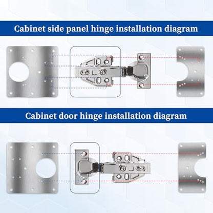 Trinkrittey 6 PCS Hinge Repair Kit Plate for Cabinet Hinges Repair Fixing Plates Stainless Steel Cabinet Hinge Repair Plate with Mounting Screw Hinge Repair Replacement Kit for Cupboard
