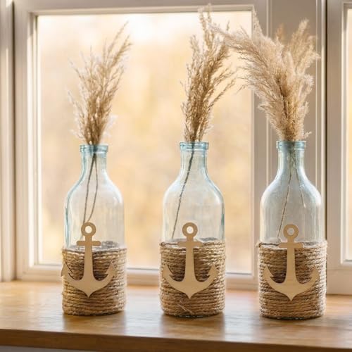 Summer-Ray 20pcs Laser Cut Wooden Veneer Anchor 4" Scrapbooking Embellishment - color: Natural, size: 4 inches