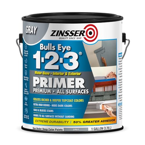 Zinsser 285085 Bulls Eye 1-2-3 All Surface Primer, Gallon, Gray - color: Gray, size: Gallon (Pack of 1)