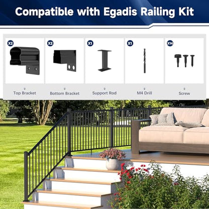 Egadis 4 Pack Aluminum Railing Bracket Connector with Level Foot & Drill - color: The Bracket-Level - 4Pack