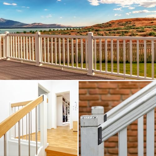 LukLoy 50 Pack 2x4 Brackets for Wood Rail, Black Deck Railing Brackets Connectors for 2" X 4" ( Actually 1.5" X 3.5" ) Wood Post, 20-Gauge Fence Brackets, Screws Not Included - style: Black-50