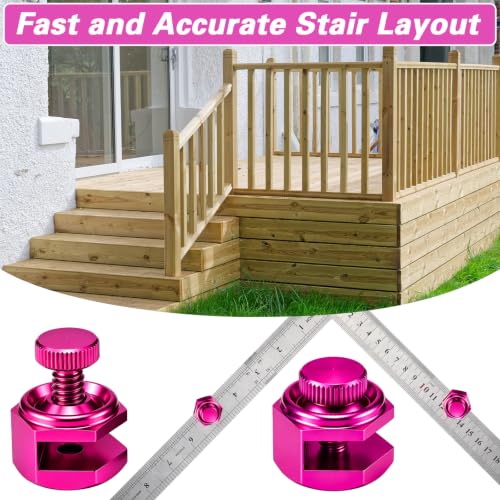 4 Pack Stair Gauge Set, Layout Tool for Framing Square, Pink - color: Pink