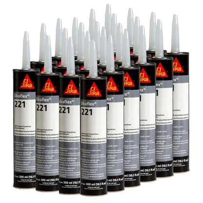 Sika Sikaflex-221 - White - Multi-Purpose Polyurethane sealant/Adhesive - Creates Permanent Elastic Seal - Sandable/paintable - Non-Corrosive - 10.1 fl oz (Pack of 24) - color: White, style: Compact (Pack of 24)