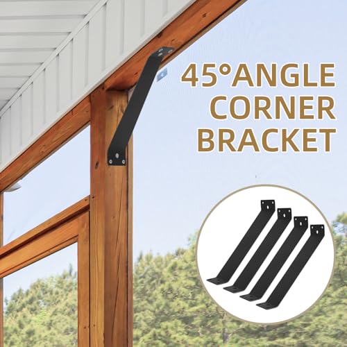 Corner Brace 4 Pcs 3" Wide Inside Mount 45-Degree Angle Connector Bracket Inside Joint for Wood Post and Beam Desk Edge Box Pergola Gazebo DIY Kit - size: 11 x 3''