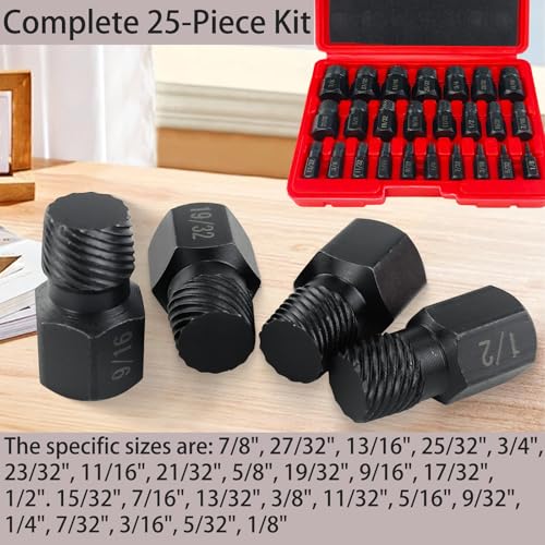 25Pc Screw Extractor Set for Stripped/Broken Bolts Nuts & Studs