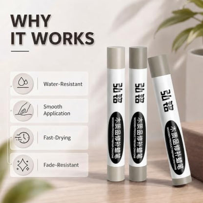 3 Colors Wood Filler Sticks, Milk Coffee Series, with Scraper - color: Milk Coffee Series