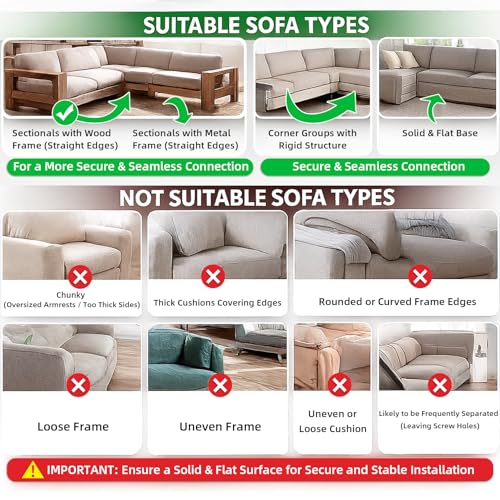 LazyMe Sectional Couch Connectors with Hardware, 2 Sets 4 Pieces - color: 4 Piece