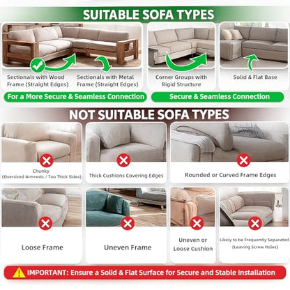 LazyMe Sectional Couch Connectors with Hardware, 2 Sets 4 Pieces - color: 4 Piece