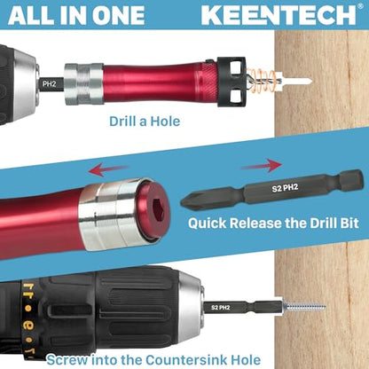 KEENTECH 10-in-1 Countersink Drill Bit Set with A Screwdriver Bit - style: Countersink Bits with Ph Bit