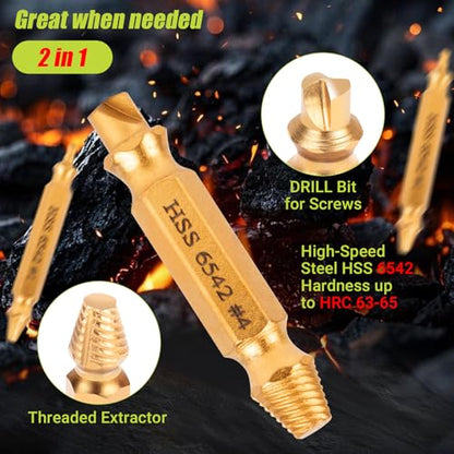 13 Pieces Easy Out Screw Extractor Set and Left-Hand Drill Bit Set - size: 13 Pieces