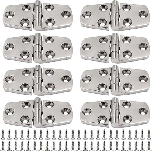 316 Stainless Steel Hinges Marine Grade 3" x 1.5" Heavy Duty Boat Hatch Hinge (76 mm X 38 mm) Casting Cabinet Door Hinge with Screws (8 Pack) - style: 8 Pack