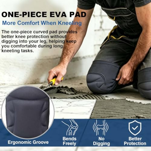 Knee Pads for Gardening Men Women, Thick Foam Kneeling Cushion, Black M - size: Medium