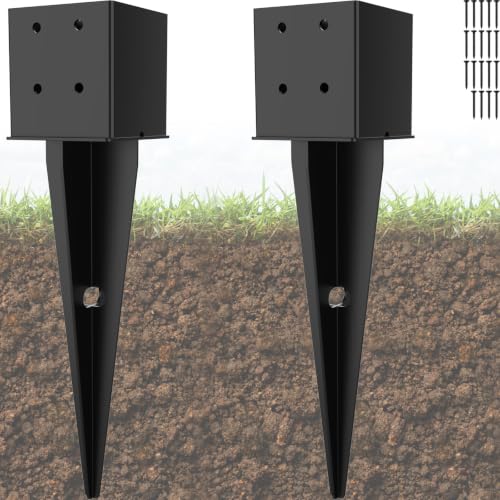 2 Pack 4x4 Fence Post Anchor Ground Spike Metal Post Base - size: 2 Pcs