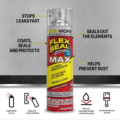 Flex Seal Spray Rubber Sealant Coating, Waterproof, Clear, 17 oz, 1-Pack - color: Clear, size: 17 oz (Pack of 1)