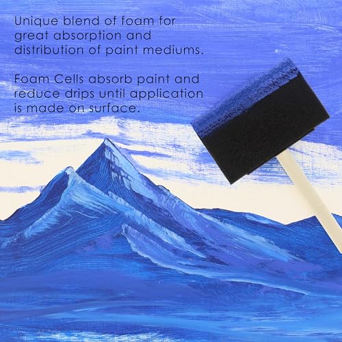 US Art Supply 4 inch Foam Sponge Wood Handle Paint Brush Set, 10-Pack