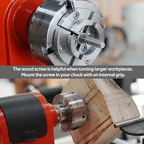 CK100/S2 3.75" 4-Jaw Key woodturning Chuck with four set jaws, Wood Screw, Two Nylon Rings in Black Box for wood lathe. - color: Ck100/S2 3.75” Chuck Set