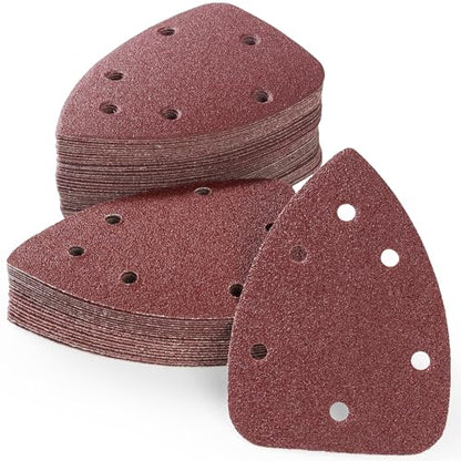 60 PCS Mouse Sander Sandpapers 6 Hole Mouse Sand Paper Detail Sander Sanding Disc Mouse Sander Pads Hook and Loop Triangle Sandpaper (60/80/100/120/180/240) -10 PCS for Each Grit - style: 6 hole 60PCS 10 each of (60/80/100/120/180/240) Grit