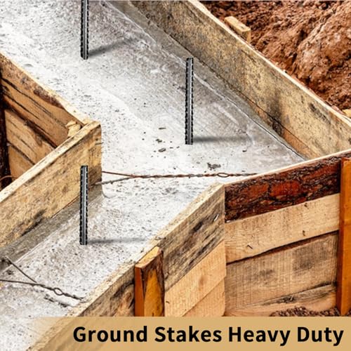 Homwin 16 inches Rebar Stakes 18-Pack Heavy Duty Ground Stakes Rebar Spikes Garden Stakes Metal Steel Stake for Concrete and Timber Straight Black - color: I Shape-Black, size: I-16"x3/8"-18pcs