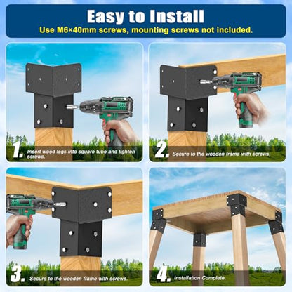 Dolibest Heavy Duty Deer Stand Brackets, 4x4 Compound Angle Bracket, Powder Coated Elevated Bracket for Outdoor Platforms, Deer Hunting, Shooting Shack, Observation Decks& Tree Houses (4Pack) - color: D: Black-4Pcs