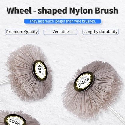 2pcs Nylon Wheel Brush, 80 Grit, 6mm Shank - style: 2Pcs 80#