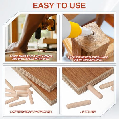 MECCANIXITY Wooden Dowel Pins 5/32" x 3/4" (4mm x 20mm) Straight Dowel Rods Wood Fluted Dowels Rods for Crafts Furniture DIY Hardwood Count 200 - size: 5/32" x 3/4"