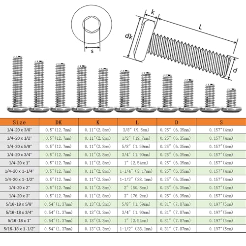 Metuja 5/16-18x5/8 Flat Head Hex Socket Cap Screws Bolts,304 Stainless Steel Fully Threaded Machine Screws with Hex Key (20PCS) Corrosion-Resistant for Furniture/Machinery - size: 5/16-18 x 5/8"