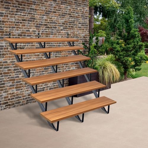 Steel Stair Riser 6 Step 3 Pack, 49.6" Metal Stair Stringers for Deck - size: 6 Step